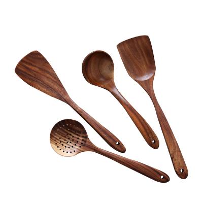 China Sustainable Wooden Kitchen Cooking Utensil , Natural Teak Wood Kitchen Utensils Set - Non Stick Hard Wooden Spatula for sale