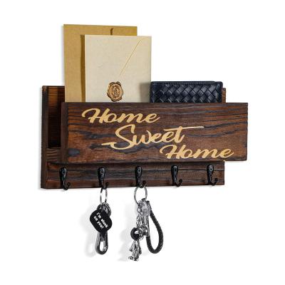 China Perfect Viable Home Hanging Hook Decor Pine Wood Wall Organizer Mail Organizer Key Holder Key Hook for sale