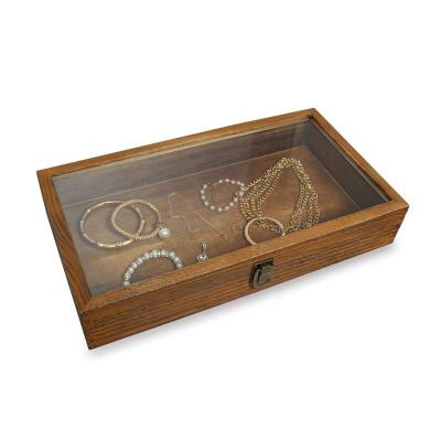 China Minimalist Wooden Glass Top Jewelry Display Case, Accessories Storage, Wooden Jewelry Tray (For Collection) for sale