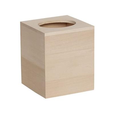 China Walnut Contemporary Hollow Unfinished Wooden Tissue Box With Open Lid For Crafts And Home Decor Wood Tissue Box for sale