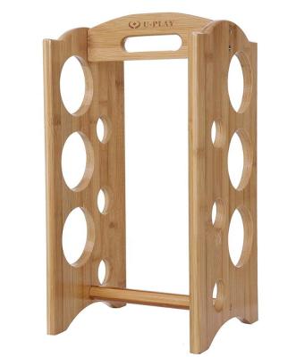 China Sustainable Stackable Wine Storage Rack 9 Bottle Display Natural Wood Wine Rack for sale