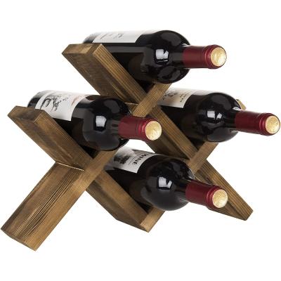 China Minimalist Freestanding Wine Rack Wine Storage Rack Protector Wooden Wine Rack For 10 Bottle Wine Wood Rack for sale