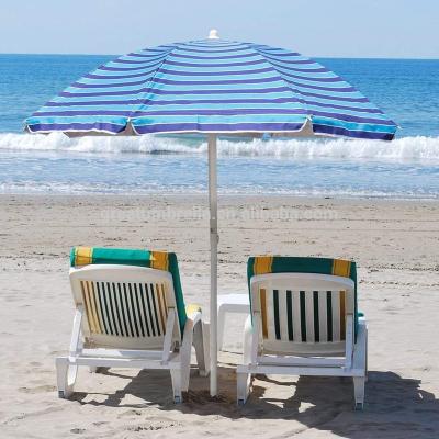 China New Popular 2019 Outdoor Furniture Market Blue And White Outdoor Beach Tilt Stripe Umbrella for sale