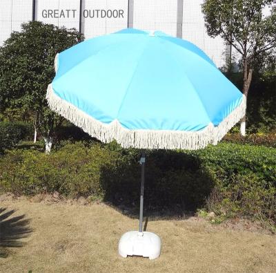 China All In 1 Heavy Duty Gazebo Beach Umbrella Fringe Sun Shade Outdoor Beach Umbrella Cotton Tassel for sale