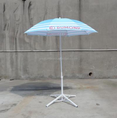 China Outdoor Furniture Sun Shade Blue Portable Beach Umbrella With Tripod Base for sale