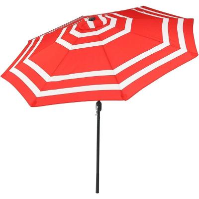 China 2020 Vintage Style Design New Printing 9ft Outdoor Red Stripe Patio Umbrella Steel Garden Umbrella With Crank Lift for sale