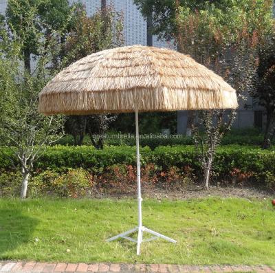 China Antique Waterproof Natural Sun Protection UV30+ 6foot 1.8meter Height Hawaii Raffia Tiki Straw Garden Beach Umbrellas For Outdoor Hotel for sale