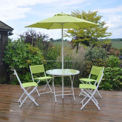 China Endurance Garden 4 Seater Table And Patio Chair Set Including Sunshade for sale