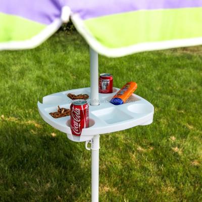 China Outdoor Furniture Drinks Holder Folding Portable Plastic Beach Umbrella Table for sale