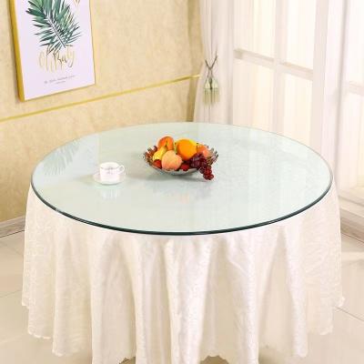 China Rectangle Tempered Glass Dining Table Top Clear Round Table Top Glass for sale