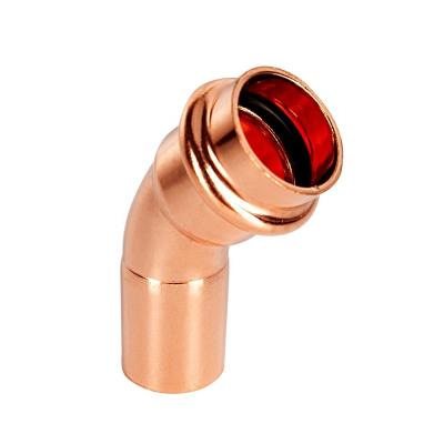 China Plumbing Water Cheap Price Water Equal Press Tube Connector 45 Deg Elbow Propress Fitting Copper for sale