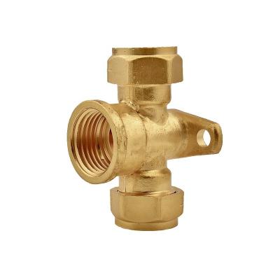 China Chilled water systems Cheap Price Quick Twisting Female Wallplate Tee Connection Brass Fittings for Copper Pipes for sale