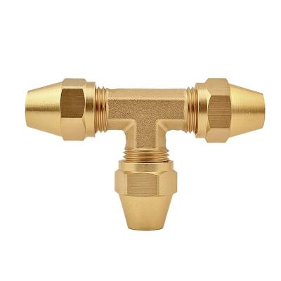 China Custom BSP Thread Female Flare Tee Equal Connection Refrigerant Brass Pipe Fittings for AC Equal/Reducing for sale