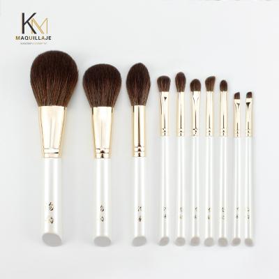 China Angular Blush 2021 10pcs Makeup Brush Set Animal Hair Horse Hair Makeup Brush Set Synthetic Hair Daily Makeup for sale