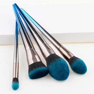 China Angular Blush Makeup 2021 Professional 4pcs Brush Set Blue Color Makeup Brushes Private Label for sale