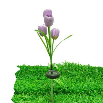 China Outdoor Waterproof LANDSCAPE Tulip Flower Style 4 Led Solar Decoration Stick Light for Garden, Landscape, Pathway, Patio, for sale