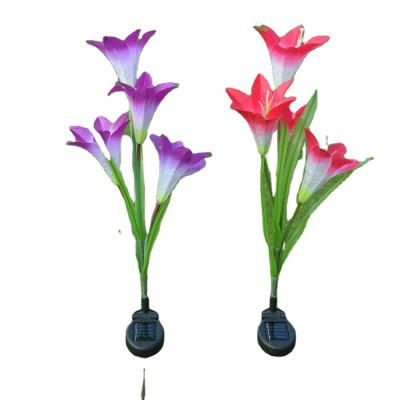 China Garden Hotsale calla lily flower style 4led outdoor decoration solar stick light for garden, landscape, pathway, yard for sale