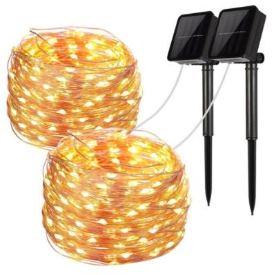 China Outdoor Waterproof 8 Christmas Birthday Wedding Pattern Copper Wire IP65 100 LED 33 Feet Solar Wire String Light for Yard, Garden, for sale