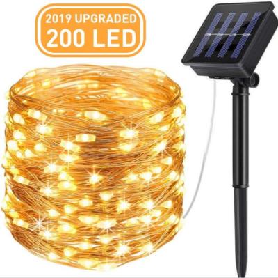 China Outdoor Waterproof IP65 200 LED Copper Wire Solar String Lights 66 Feet 8 Modes Copper Wire String Light for Christmas, Yard, Garden for sale