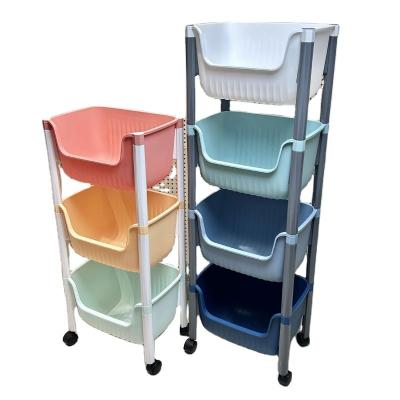 China Sustainable Plastic Storage Rack Children Kids Toy Storage Shelf Cabinet Bathroom Storage Shelf for sale