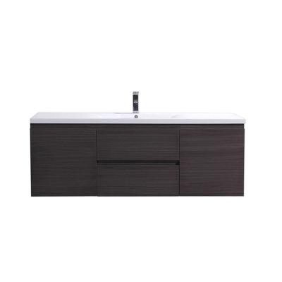 China Durable 60 Inch Design Bath Furniture Wall Mounted Set Bathroom Single Sink Cabinet Vanity for sale