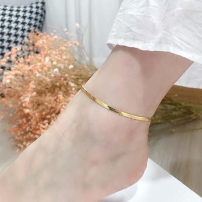 China CLASSIC Fashion Jewelry 925 Sterling Silver Snake Bone Chain Gold Plated Anklet For Women Girls for sale