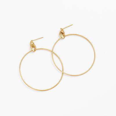 China Simple Design TRENDY Stainless Steel Large Gold Plated Circle Drop Earrings for sale