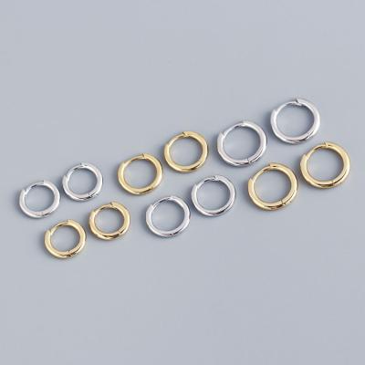 China TRENDY Simple Classic Style Different Size Gold Plated 925 Sterling Silver Hoop Earrings For Women Girls for sale