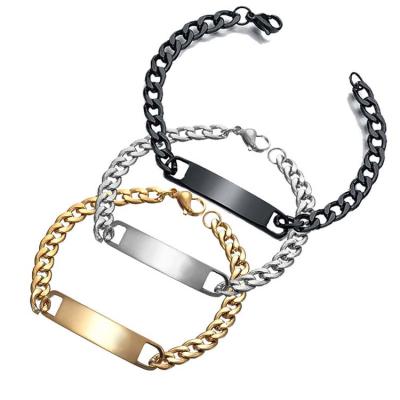 China High Quality Stainless Steel Custom Bar Gold Plated Chunky Chain Bracelet For Men for sale