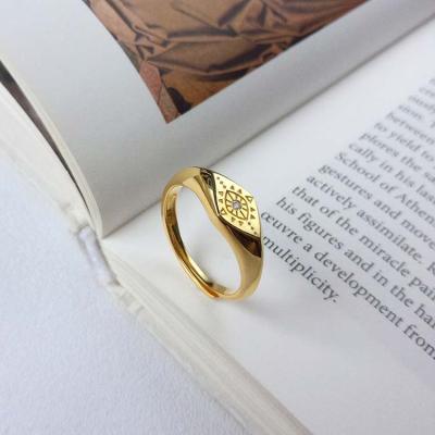 China High Quality Luxury Jewelry 925 Sterling Silver Gold Plated Engrave Adjustable Eye Ring For Women Girls for sale