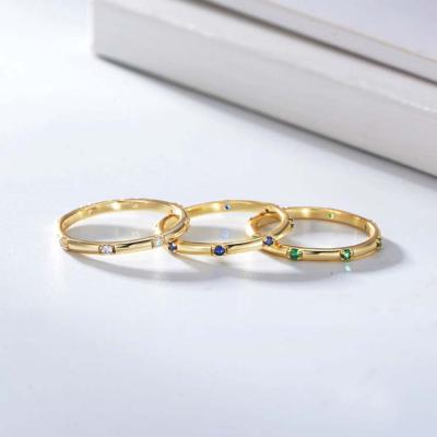 China High Quality Fine Jewelry 925 Sterling Silver Gold Plated Solid Zircon Ring For Women Girls for sale