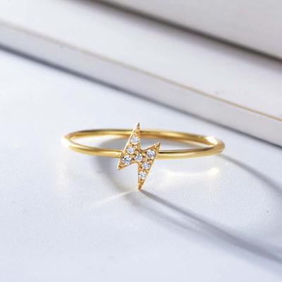 China High Quality Wholesale 925 Sterling Silver Gold Plated Lightning Ring For Women Girls for sale