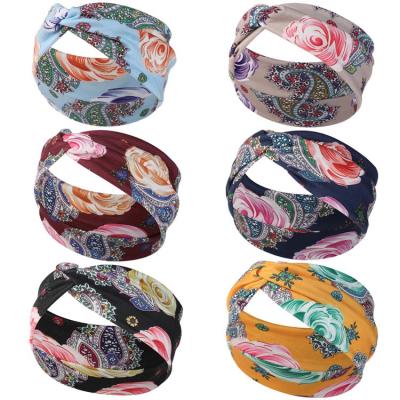 China European and American style new arrival headband printing knot wide elastic headwrap for sports yoga for sale