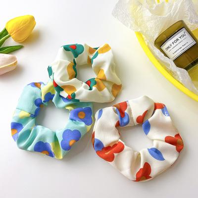 China Wholesale Floral Cloth Stretch Ponytail Holder Elastic Hair Scrunchies For Women Girls for sale