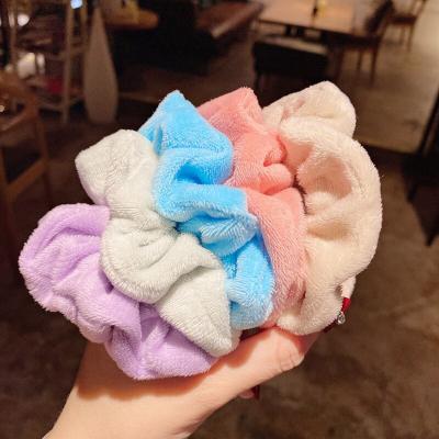 China High Elastic Ponytail Holders Soft Coral Fleece Stretch Hair Scrunchies For Women Girls for sale