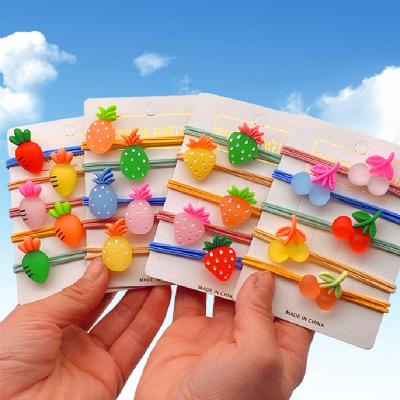 China High Quality Cartoon Colorful Small Fruit Scrunchies Elastic Hair Tie Baby Hair Accessories for sale