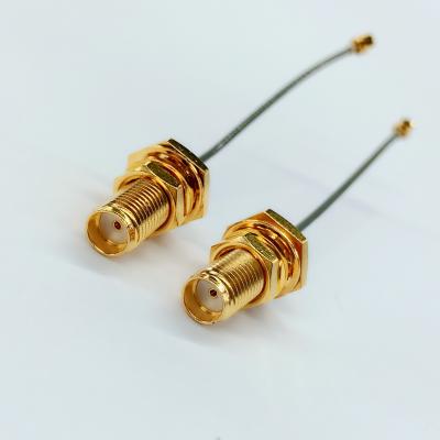 China Electronic SMA Female Bulkhead Jack To IPEX Plug Hirose U.FL 1.13mm RF Antenna Coaxial Cable Assembly for sale