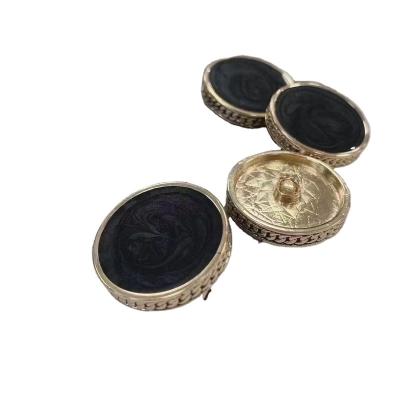 China Garments And Garment Wholesale Accessories Designer Jewelry Buttons Black Round Custom Metal Button for sale