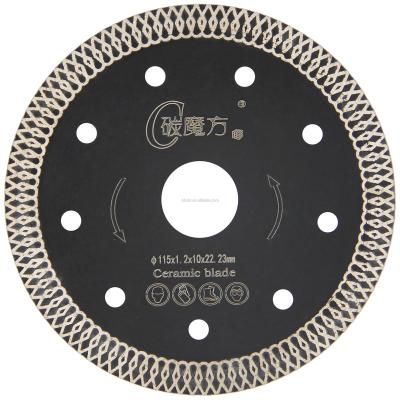 China Fast cutting speed; no chipping; 105mm-300mm Low Noise Hot Press Sintered Diamond Saw Blades Mesh Turbo Rim Blades For Ceramic Porcelain Tile Marble Slates Cutting for sale