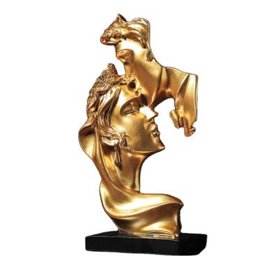 China Europe abstract figure statue resin ornaments gold sculpture crafts living room decoration home figurines for interior abstract figure for sale