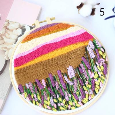 China Europe DIY Stamped Embroidery Starter Kit with Landscape Pattern Fabric Color Thread Tools (Without Hoop) Sewing Art Craft Home Decor D for sale