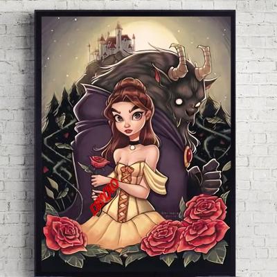 China Europe Beast Cartoon Movie Newcomers Drill Art DIY 5D Diamond Painting Beauty And The Full Open Mosaic Kit Living Room Wall Decor for sale