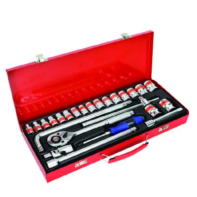 China 24 Sets Durable Hand Automobile Repair Tool Kit 1/2 Pieces Iron Box With Bending Bar for sale