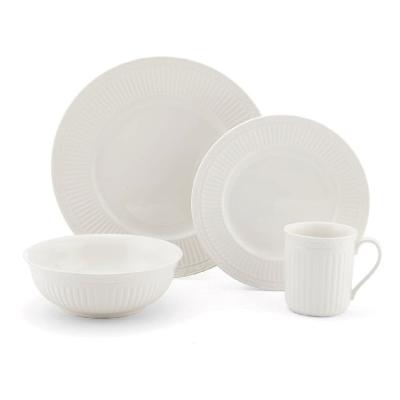 China Sustainable Italian White Ceramic Countryside 16-Piece Dinnerware Set, Service for 4 for sale