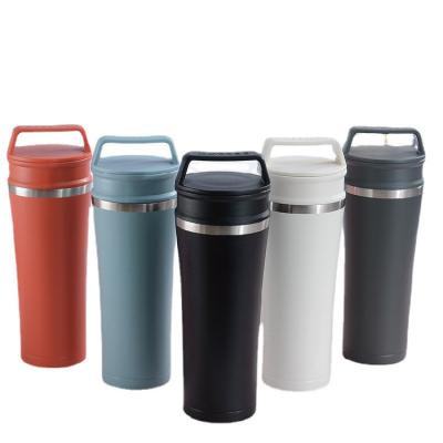 China Durable Portable Outdoor Sports Double Cover 304 Stainless Steel Thermos Coffee Mug for sale