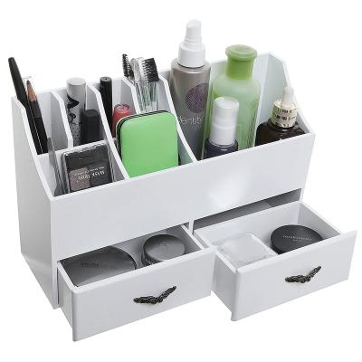 China Sustainable White Wood Cosmetics Makeup Box Organizer with Drawers for sale