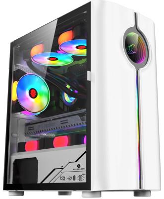 China 2022 New Full Tempered Glass Gaming PC Cabinet ATX Tower Gamer Gamer Mechanical Computer Case with RGB LED Strip for sale