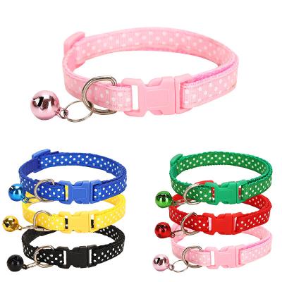 China Quick Release Drop Shipping Adjustable Bow Kitten Collar Pet Supplies Dot Design Cute Bell Dog Collar Pet Collar for sale