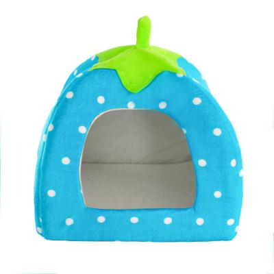 China Breathable Strawberry Soft Foldable Tent Winter Warm Pet Bed Cave Suitable For Cats And Dogs for sale