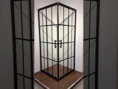 5/6mm Size Glass Square Shower Enclosures with Black Stripes Frame for Modern Bathroom